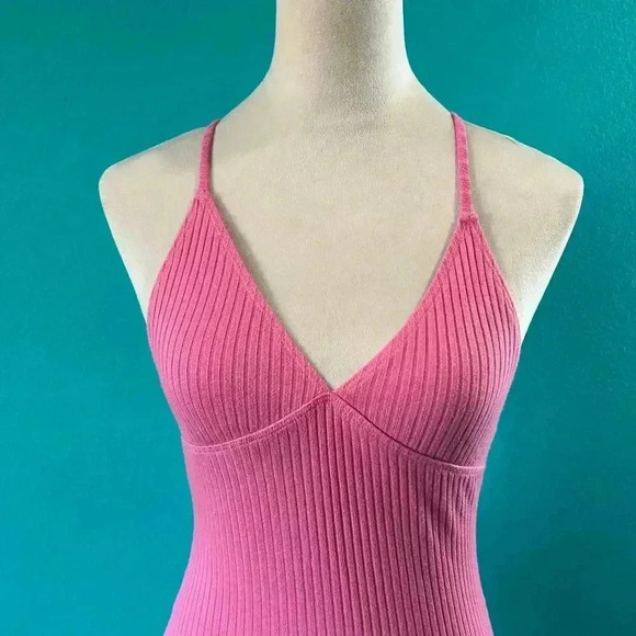 Reformation Brant Dress Candy Pink Open Back V-Neck Midi Party Slim Size XS - Picture 3 of 6